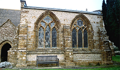 The south windows of the chapel are 14th century.