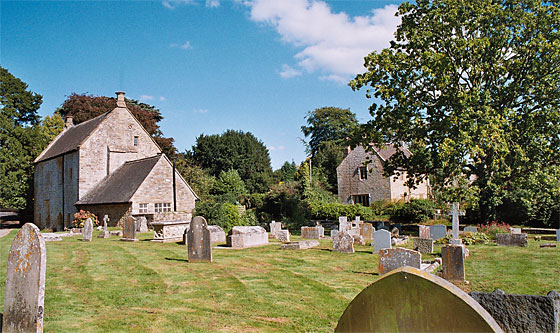 View from the churchyard. Left of p[icture is Chantry House and to the right is the Dairy Farmhouse.