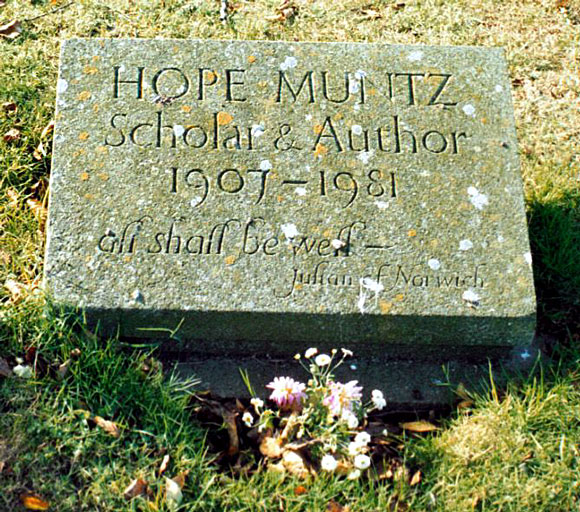 The grave of Hope Muntz at Chaldon Herring.