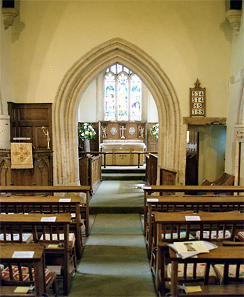 Interior showing chancel arch from nave