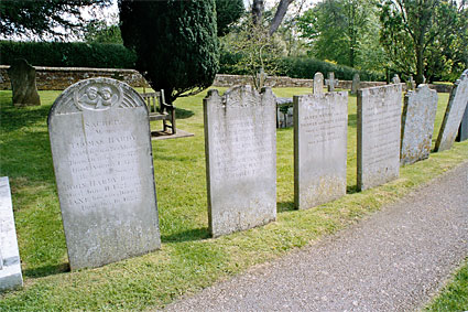 The Hardy family graves are all together in the churchyard.