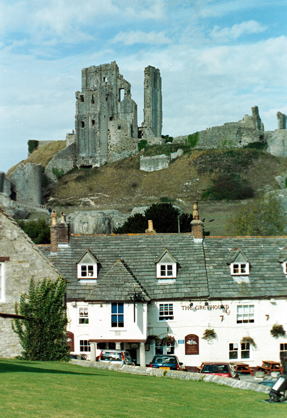Corfe Castle viewed from the town
