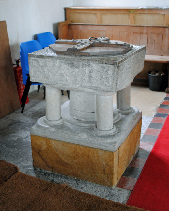 St Peter and St Paul Church. 12th century font. Photo by Robert Chisman