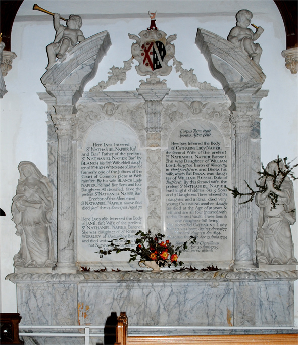 The Napier monument restored to its position in the north chapel of St. Andrew's Church. Photo by Robert Chisman October 2010.