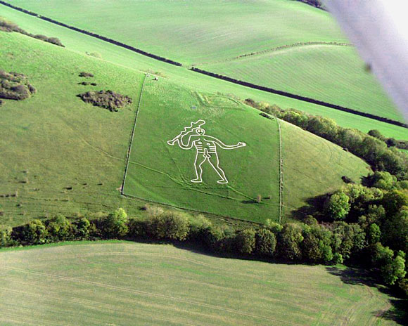Aerial view of the Cerne Abbas Giant. Photo Peter Harlow.