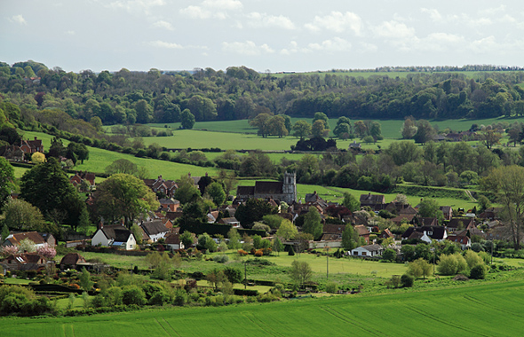 The village of Stourpaine photographed from Hod Hill by Mike Searle. For more about the photographer click on the photograph.