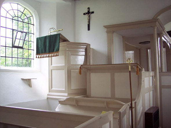 The pulpit in Chalbury Church. Photo by Trish Steele; for more about the photographer click on the photo.