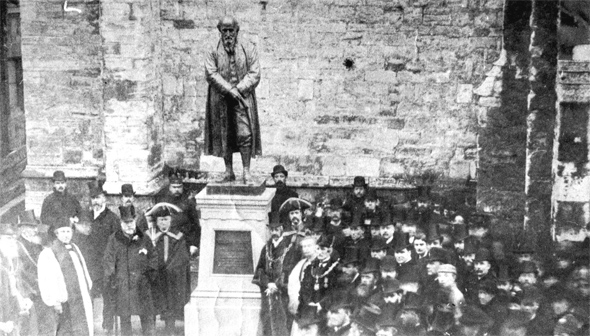 Photo of the unveiling on the 7th of October 1886 of the statue of William Barnes outside of St. Peter’s Church, Dorchester, The bronze statue is the work of sculptor Roscoe Mullins.