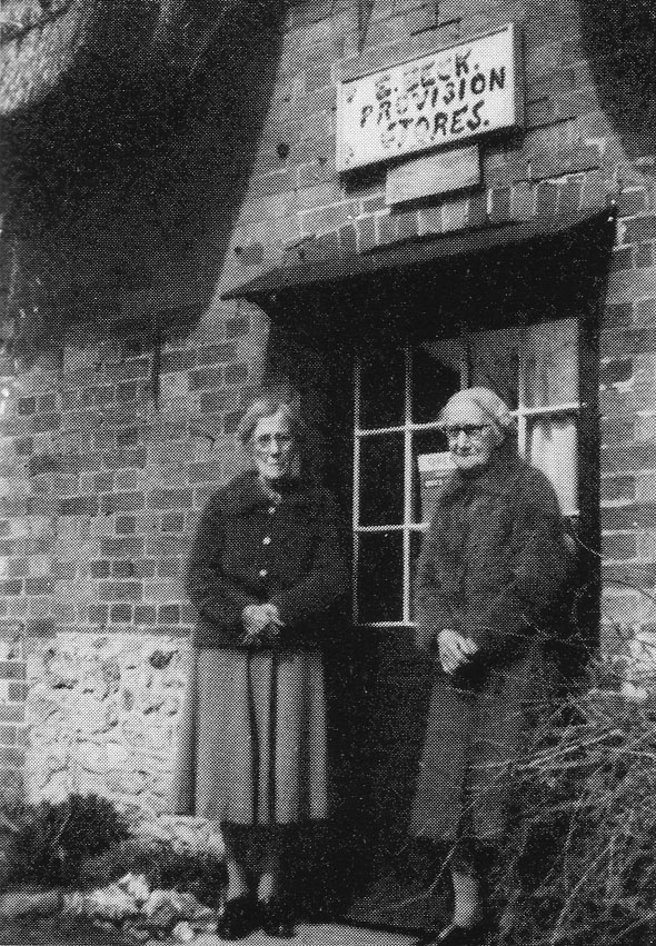Emily and Bessie Beck outside of their village store at Fontmell Magna (See our story The Passing of a Village Store.