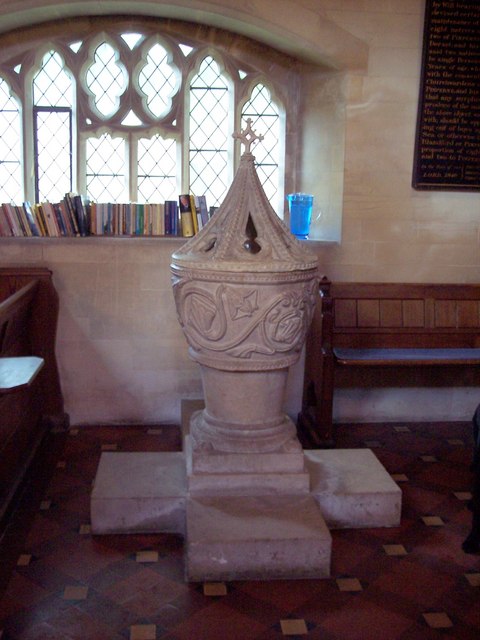The Norman Font in St. Peter's Church. Photo by Trish Steel, for more about the photographer click on the image.