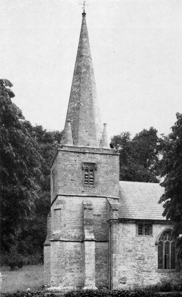Tower and soire of St. Michael's Church, photo taken mid 20th century.
