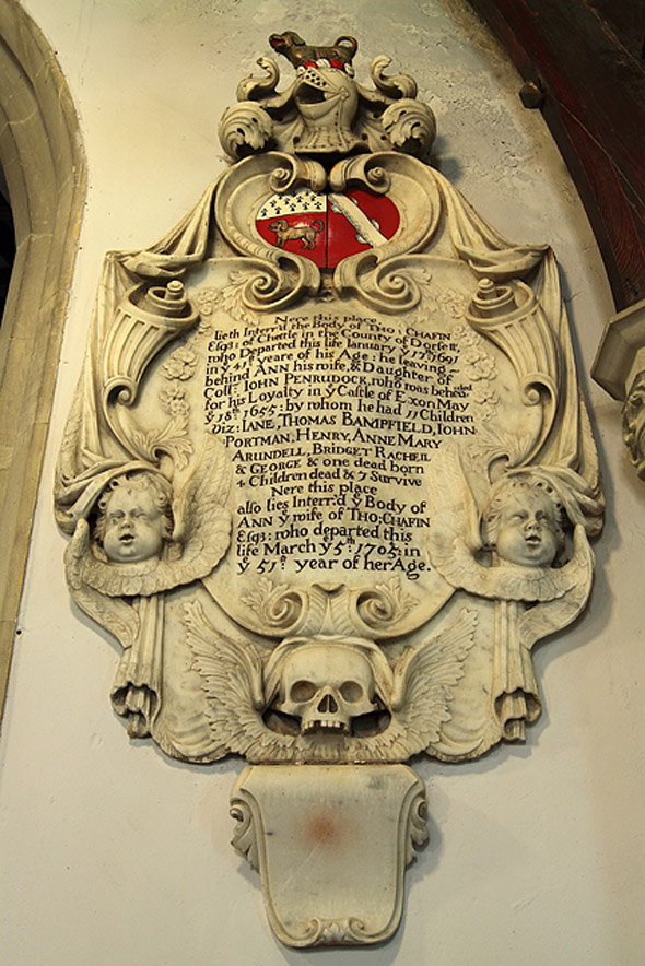 Chafin family memorial in St. Mary's Church, Chettle. Photo by Mike Searle, for more about the photographer please click on image.