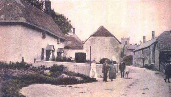 Residents in High Street at Sixpennny Handley, probably taken before 1892